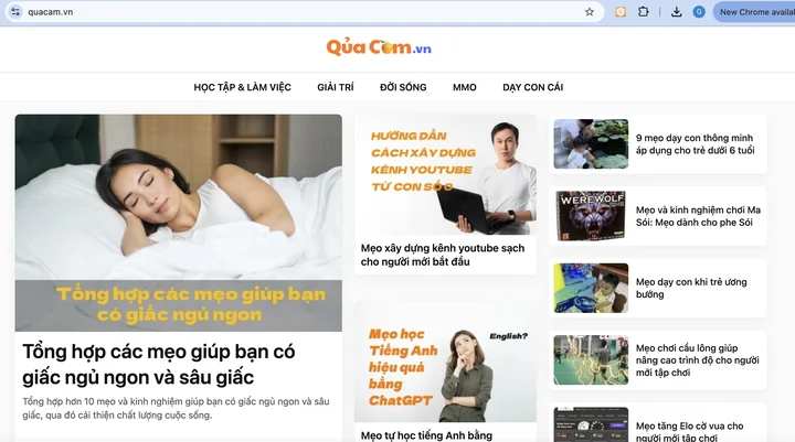 Giới thiệu dự án website Quả cam - Chia sẻ kinh nghiệm và mẹo hay cuộc sống